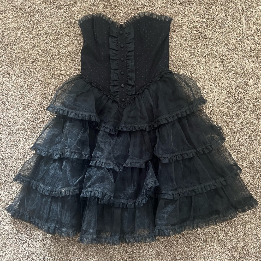 Betsey Johnson little black tiered, ruffled dress